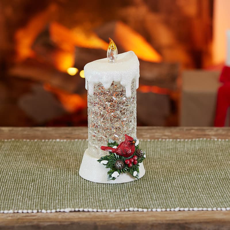 Christmas Cardinal Candle Glitter Globe - Cracker Barrel